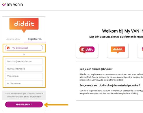 diddit - inloggegevens invoeren