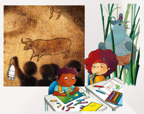 Voorbeeld van enkele illustraties bij Taaltoer