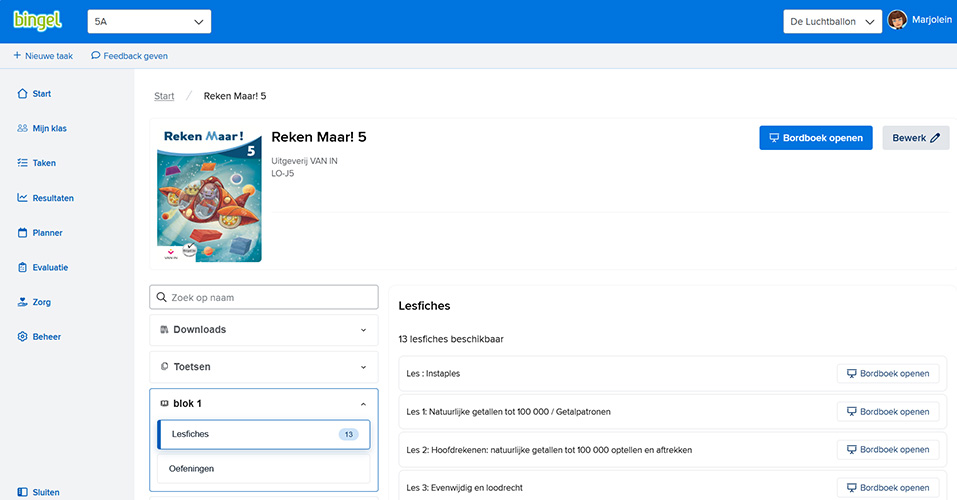 Duidelijk overzicht bij de les - Vernieuwde Bingel