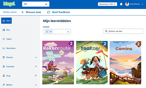 Startscherm van de vernieuwde Bingel