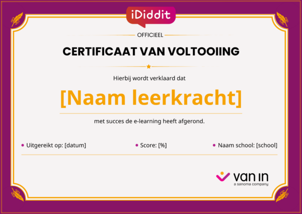 Certificaat e-learning iDiddit
